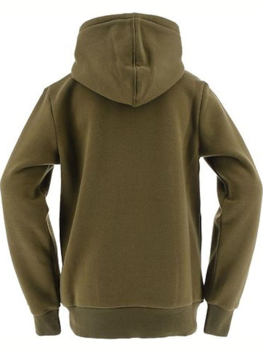 Fleece Παιδικό Φούτερ με Κουκούλα και Τσέπες Χακί
