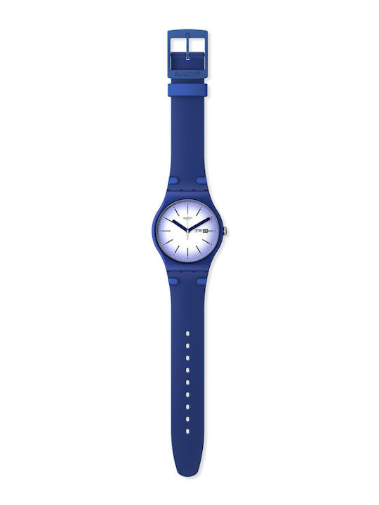 Swatch Herrenuhr 41mm Batterie mit Lila Kautschukarmband