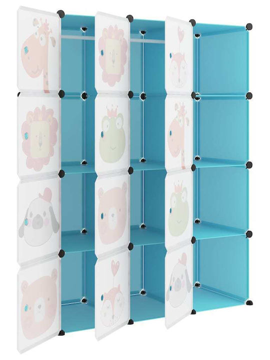 vidaXL Spielzeug Aufbewahrungssystem aus Kunststoff Blau 110x46.5x144cm 12Stück