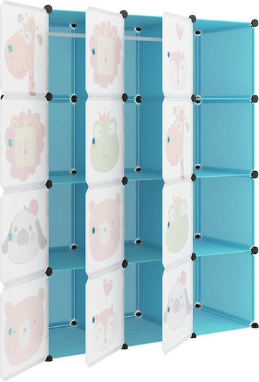 vidaXL Spielzeug Aufbewahrungssystem aus Kunststoff Blau 110x46.5x144cm 12Stück