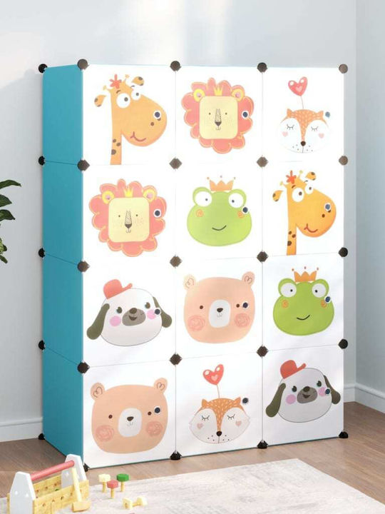 vidaXL Spielzeug Aufbewahrungssystem aus Kunststoff Blau 110x46.5x144cm 12Stück