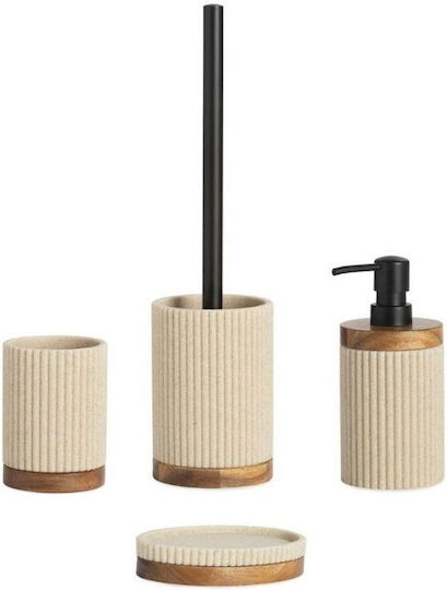 Andrea House AH- Ceramic Cup Holder Countertop Wood/Beige