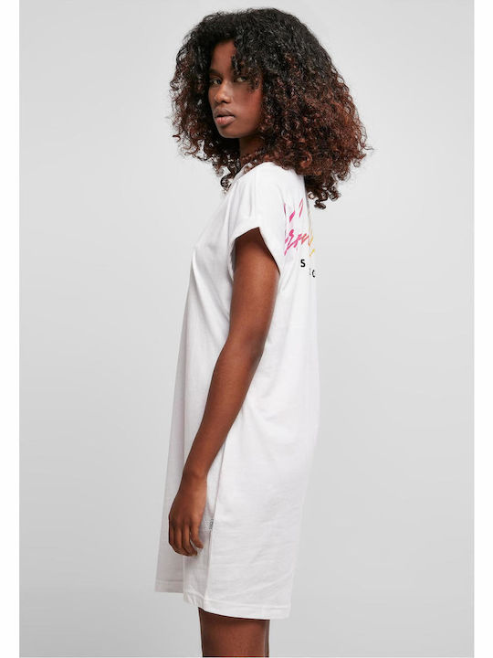 Summer Mini Athletic T-Shirt Dress Short Sleeve White