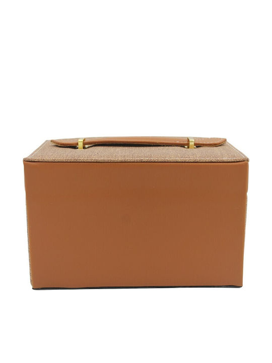 Velvet Jewellery Box with Drawer & Mirror Tabac 13x23x13.5cm