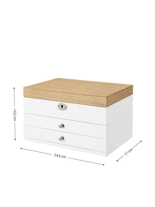 Songmics Wooden Jewellery Box with Drawer and Mirror 25x18x14.5cm