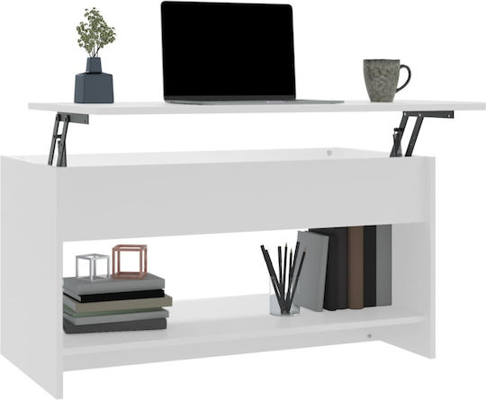 Rectangular Central Wooden Coffee Table with Lifting Mechanism White M102xW50xH52.5cm