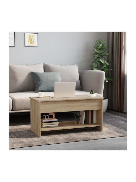 Rectangular Central Wooden Coffee Table with Lifting Mechanism Beige M102xW50xH52.5cm