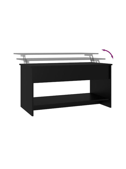 Rectangular Central Wooden Coffee Table with Lifting Mechanism Black M102xW50xH52.5cm