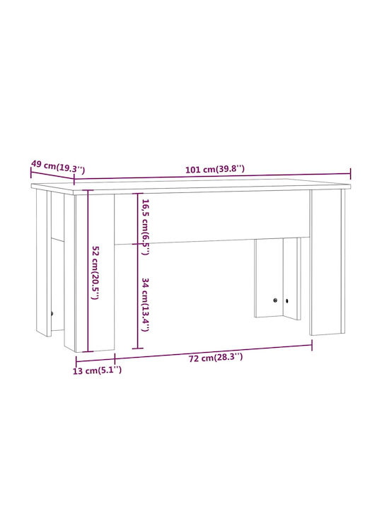 vidaXL Kaffeetisch Mit Funktionalem Design Zentral Aus Holz Mit Hebemechanismus Schwarz M101xP49xY52cm