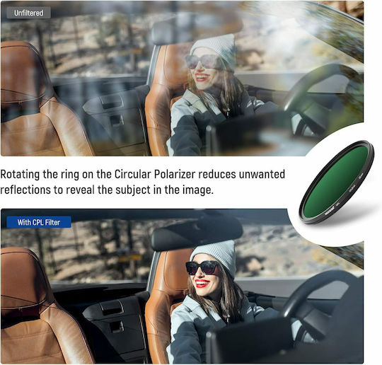 Neewer Slim Magnalium Frame HD Optical Φίλτρo CPL Διαμέτρου 58mm για Φωτογραφικούς Φακούς