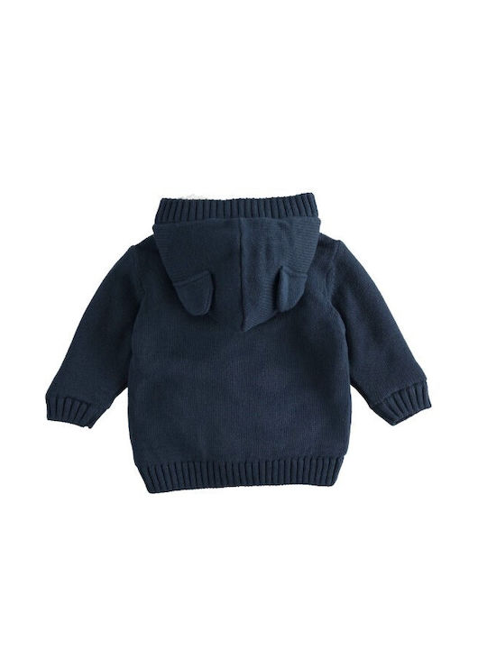 iDO Kids Cardigan Knitted Hooded Navy Blue