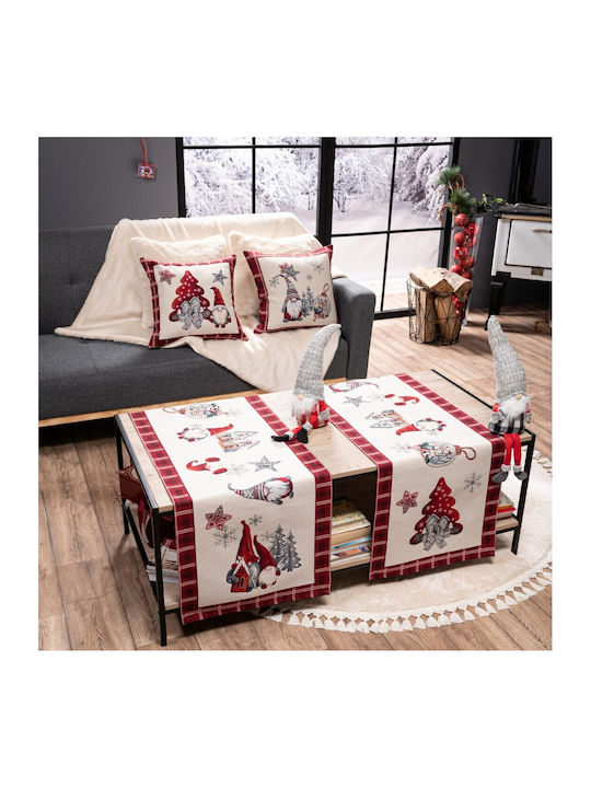 Teoran Tραβέρσα Ornament de Crăciun Față de masă Material textil Bej M140xL45cm 1buc