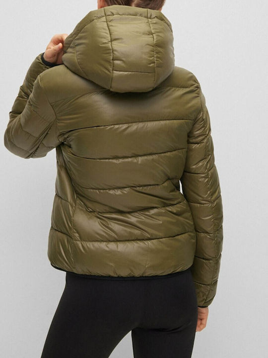 Hugo Boss Famara Kurz Damen Puffer Jacke für Winter Khaki