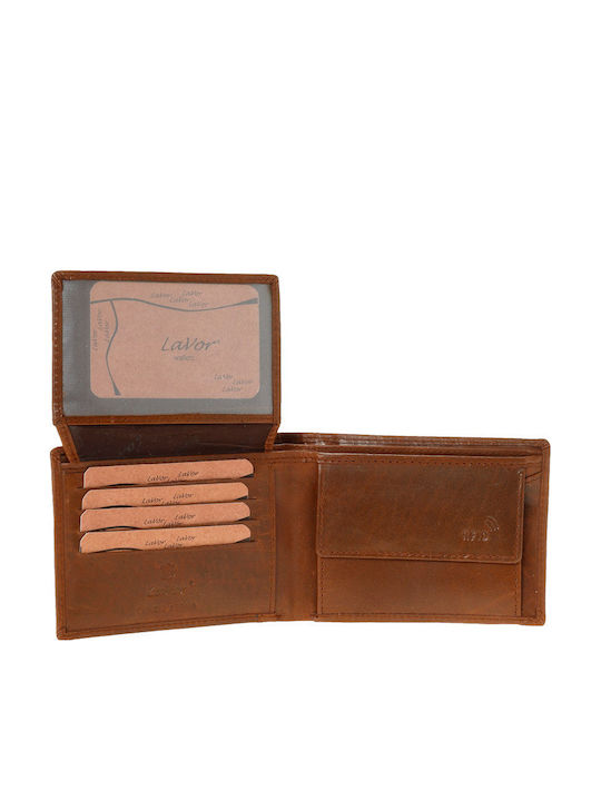 Leather Men's Wallet Classic with RFID Tabac Brown