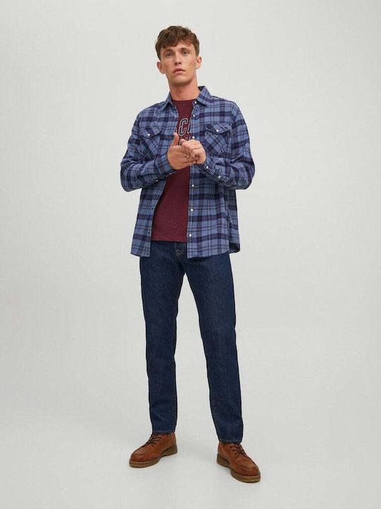 Jack & Jones Men's Shirt Long Sleeve Checked Blue