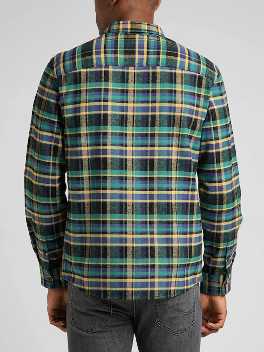 Lee Men's Shirt Long Sleeve Cotton Checked Green