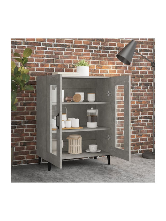 Living Room Display Cabinet Made of Particle Board with Grey Concrete Glass 69.5x34x90cm