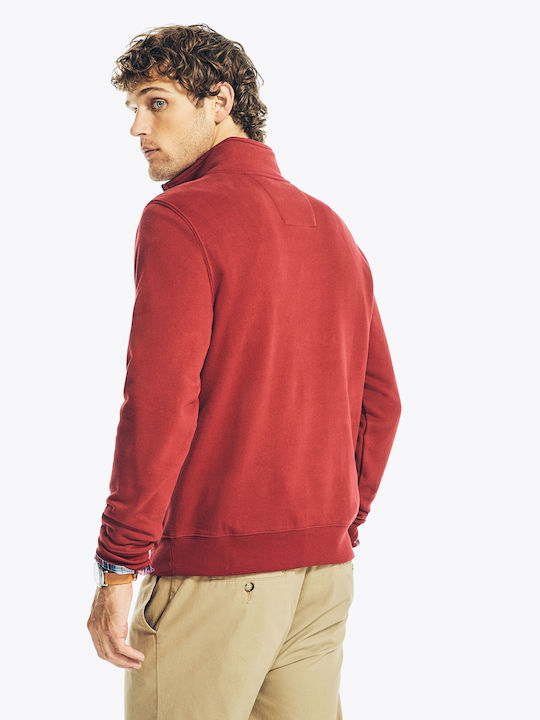 Nautica Men's Long Sleeve Blouse with Zipper Burgundy