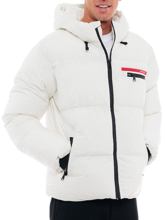 Biston Herren Winter Jacke Puffer Off White