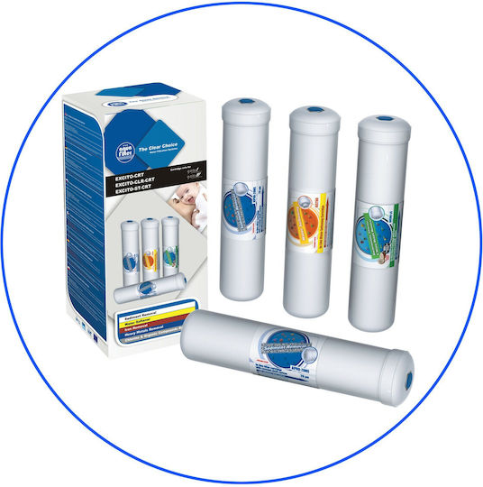Aqua Filter Under Sink Water Filter Replacement made of Activated Carbon 12" Excito-ST-CRT 4pcs
