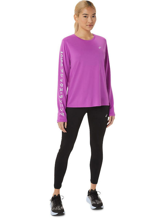 ASICS Katakana Damen Sportlich Bluse Kurzärmelig Fuchsie