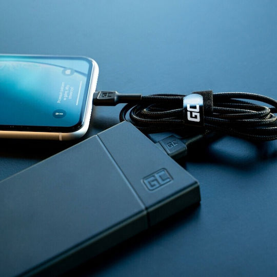 Green Cell Braided USB-A to Lightning Cable Μαύρο 2m (KABGCSET04)