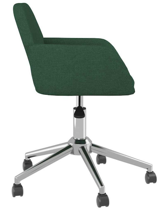 Swivel Visitor Chair with Arms & Wheels Σκούρο Πράσινο 54x60x73cm