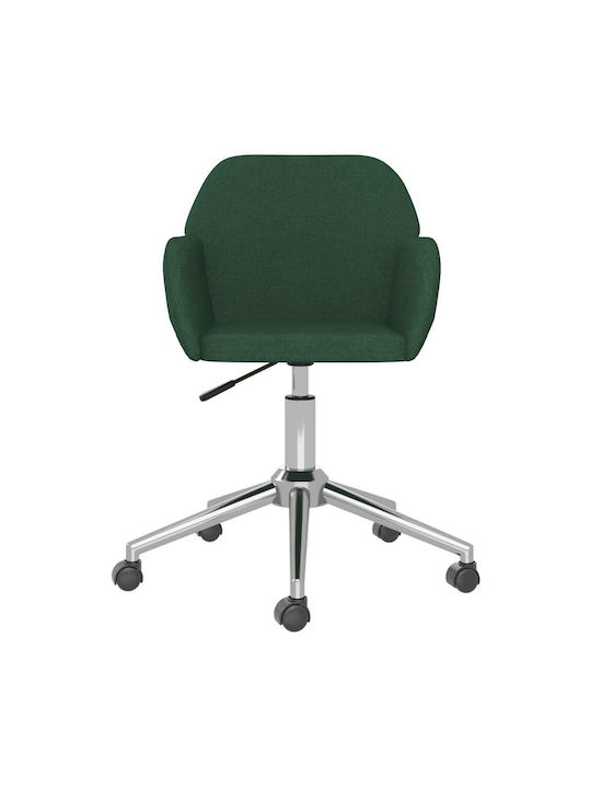 Swivel Visitor Chair with Arms & Wheels Σκούρο Πράσινο 54x60x73cm