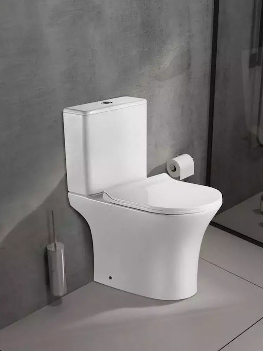 Ceramita Viral Toaletă de podea Fără margine cu Subțire Capac Închidere lentă Albă Ceramita Viral Toaletă de podea Fără margine cu Subțire Capac Închidere lentă Albă