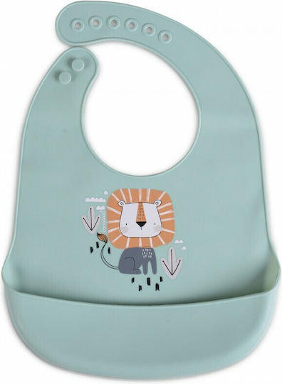 Cangaroo Rooibos Waterproof Bib Silicone with Button & Pocket Mint for 4 m+