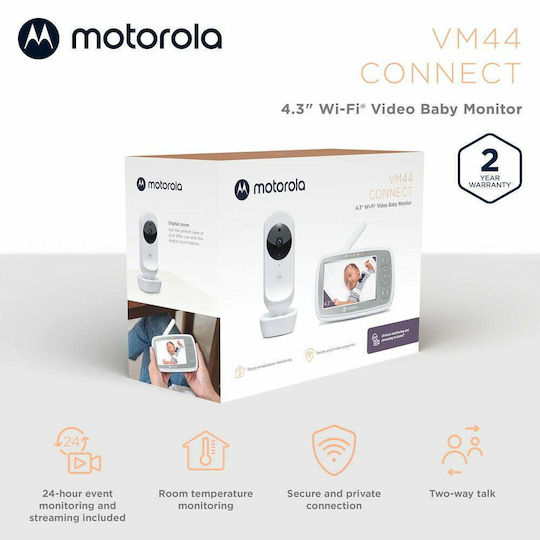 Motorola VM44 Wireless Baby Monitor with Camera & Screen 4.3" , Two-way Communication & Lullabies