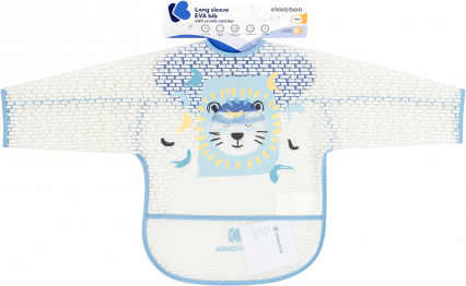Kikka Boo Arty Waterproof Coverall Plastic with Hoop & Loop Fastener, Pocket & Sleeves Blue