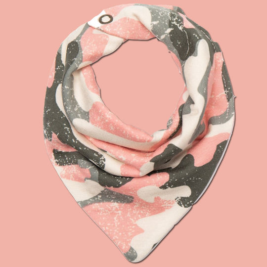 Kiki Bibs Army Bandana Fabric with Button Army Pink for 3 m+