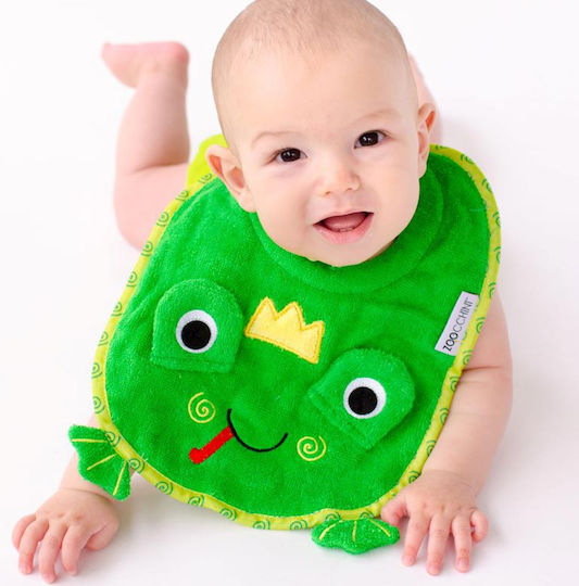 Zoocchini Flippy The Frog Bib Fabric with Hoop & Loop Fastener Green for 6 m+