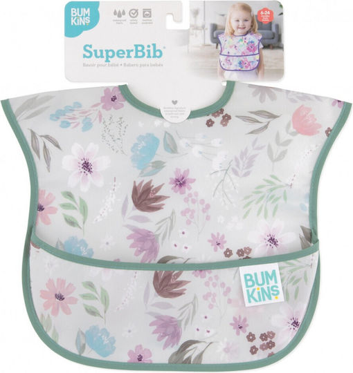 Bumkins Florar Waterproof Bib Plastic with Hoop & Loop Fastener & Pocket Multicolored for 6 m+
