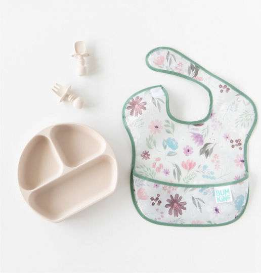 Bumkins Florar Waterproof Bib Plastic with Hoop & Loop Fastener & Pocket Multicolored for 6 m+