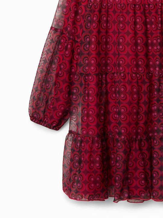 Rochie pentru Copii Mânecă lungă Din tul Roșu