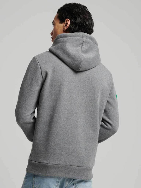 Superdry Vintage Logo Classic Men's Sweatshirt with Hood & Pockets Gray