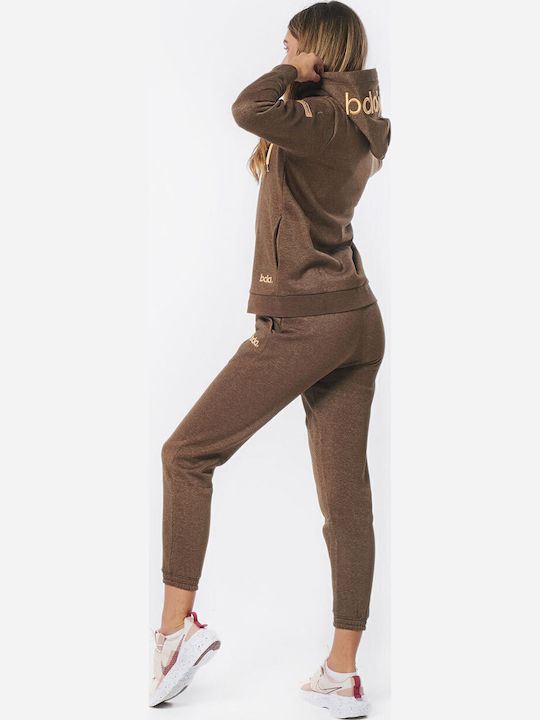 Women's Sweatshirt Jacket Hooded Brown