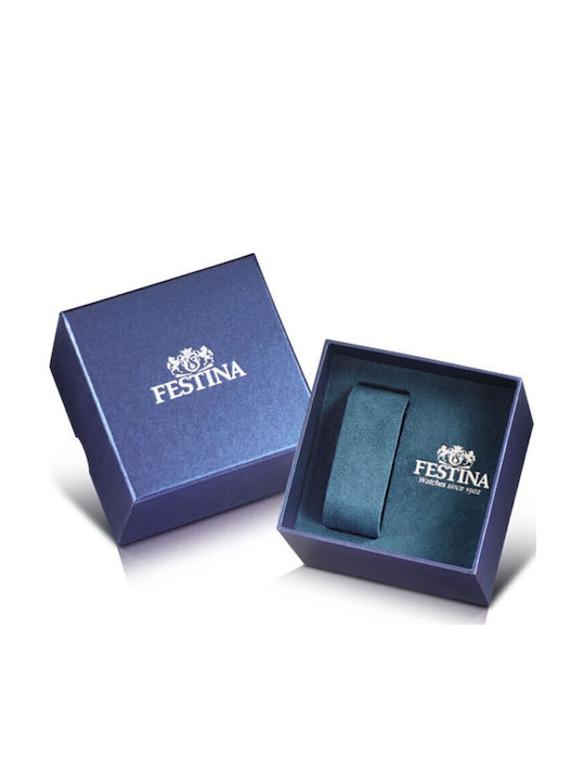 Festina Ανδρικό Ρολόι 43mm Μπαταρίας με Καφέ Δερμάτινο Λουράκι