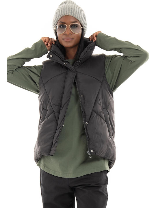 Women's Short Puffer Jacket for Winter Black