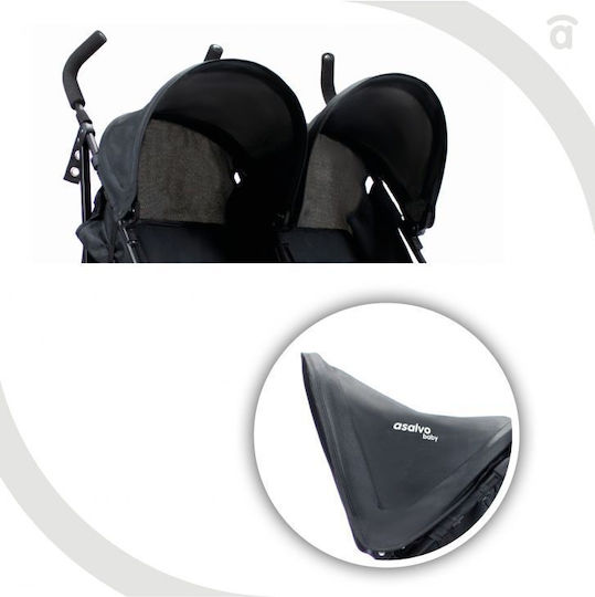 Asalvo Double River Reversible Double Stroller Suitable for Newborn Black 13.5kg