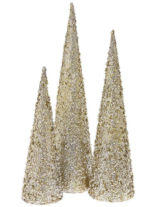 Iliadis Christmas Decorative Tree Cone 60cm Gold 3pcs Set