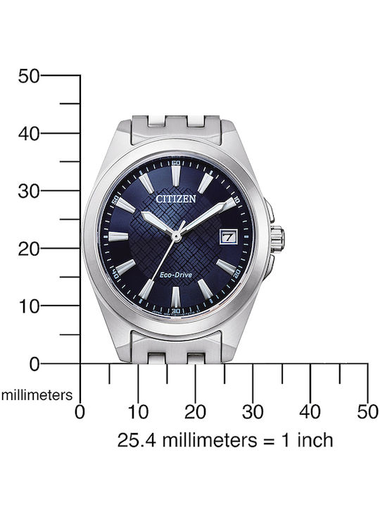 Citizen Γυναικείο Ρολόι 36mm Eco - Drive με Ασημί Μεταλλικό Μπρασελέ