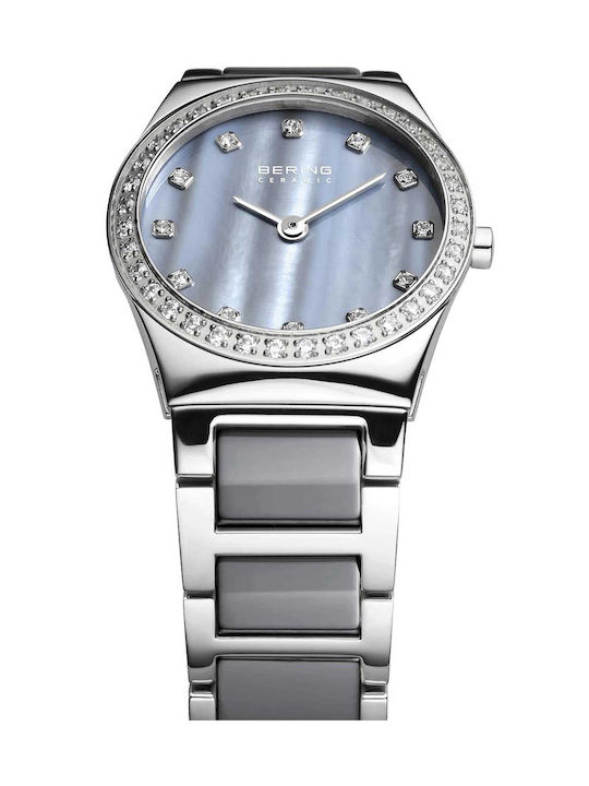 Bering Time Ceramic Watch with Silver Ceramic Bracelet