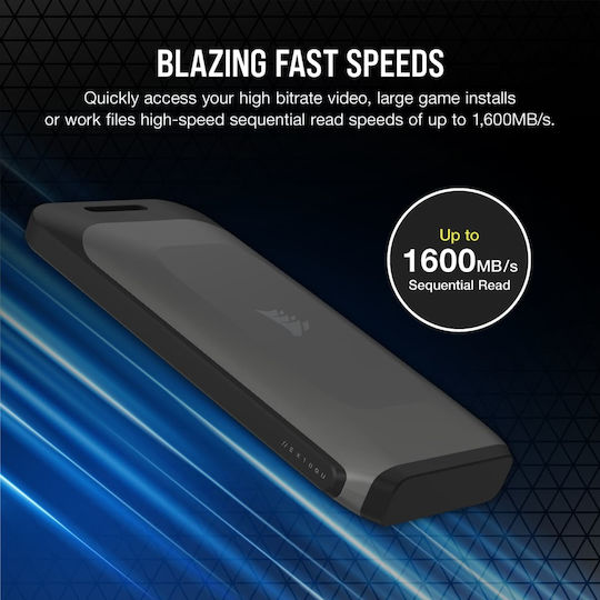 Corsair EX100U USB-C / USB 3.2 External 2.5" SSD 2.0TB Black