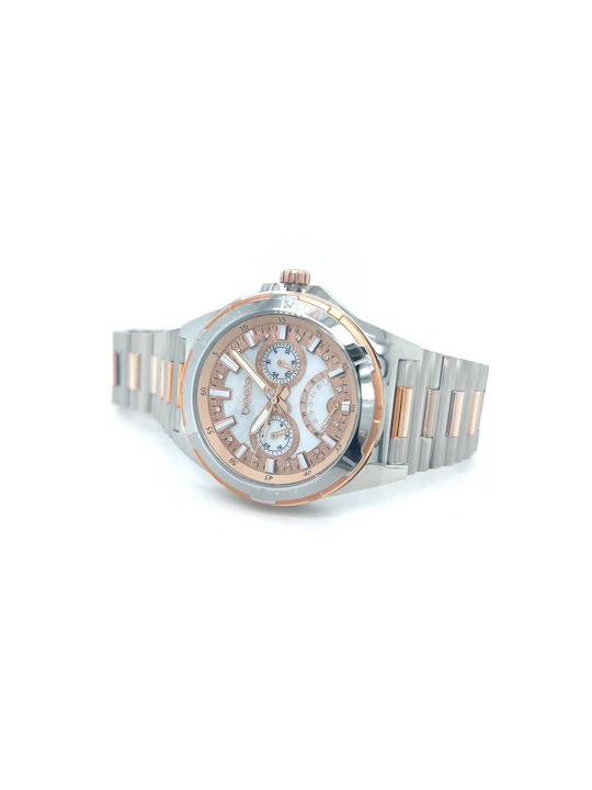Breeze Elysian Watch Chronograph with Metal Bracelet Silver / Rose Gold