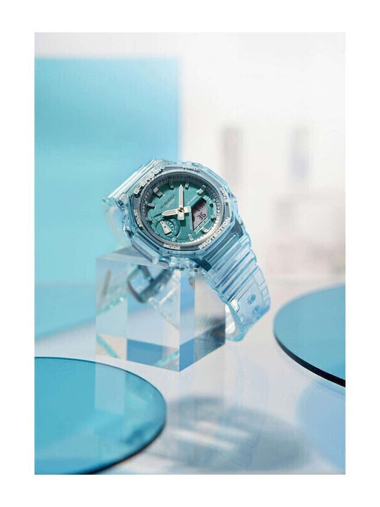 Casio G-Shock Ψηφιακό/Αναλογικό Γυναικείο Ρολόι 42.9mm Μπαταρίας με Μπλε Καουτσούκ Λουράκι