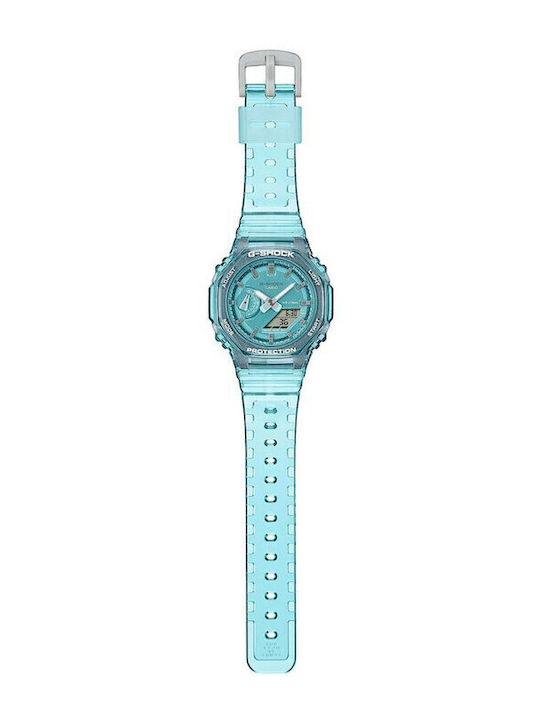 Casio G-Shock Ψηφιακό/Αναλογικό Γυναικείο Ρολόι 42.9mm Μπαταρίας με Μπλε Καουτσούκ Λουράκι
