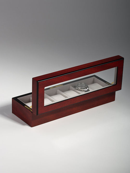 Rothenschild Wooden Case with transparent lid for 6 watches in Brown color RS-1087-6C